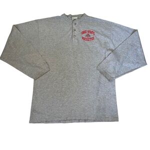 VTG 90s Ohio State Buckeyes Mens M Henley Shirt Briar‎ Creek Sporty Embroidered